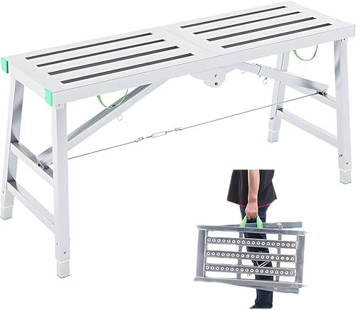 LeitergerüSt,Arbeitsplattform, Tragkraft 200kg – Tragbare, GerüSt HöHenverstellbar, Arbeitsplattform Klappbar Mehrzweckleiter,Multifunktionsleiter,Baugerüst (140x30CM)