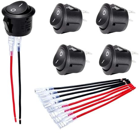 10 Stück 12V Kippschalter, 2 Polige EIN/AUS SPST Schalter 10 A/125V, 6 A/250V Rocker Kippschalter mit Draht, KFZ Schalter Wippschalter für Auto RV Truck Jeep Off Road Boat Marine