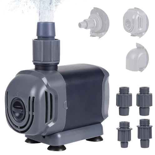 DBREAKS Bomba sumergible para acuarios, bomba de agua sumergible de 15 W, bomba de alimentación de 1000 L/H para acuarios, bomba de acuario con 3 boquillas, bomba de filtro para estanques, bomba de