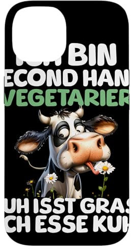 Hülle für iPhone 14 Second Hand Vegetarier Humorvolle Kuh Illustration