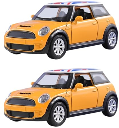 MIXEL Mini Sports Car With 1: 22 Scale, Durable Die-Cast Design, Pull-Back Mechanism, Durability and Realistic,Fun Toy for Kids, Yellow (2PCS)