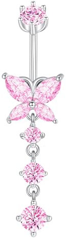 Besyvvin 925 Sterling piercing au nombril 10mm avec pendentif papillon 14G rose piercing au ventre anneau nombril femmes