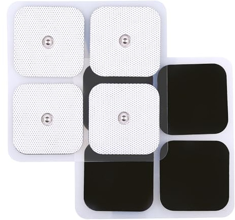 LotFancy 40x TENS Elektroden Pads 5x5 cm, mit 3,5 mm Druckknopf-Anschluss | TENS Ersatz Pads, Kompatibel mit Sanitas Beurer TENS-Gerät
