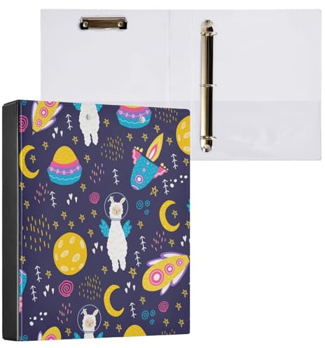 ISAOA Lama-und-Flügel-Ordner mit 3 transparenten Innentaschen, 3,8 cm Drei-Ringbuch, hält bis zu 200 Blatt, 27 x 32 cm, A4-Ringordner für Büro, Schulbedarf
