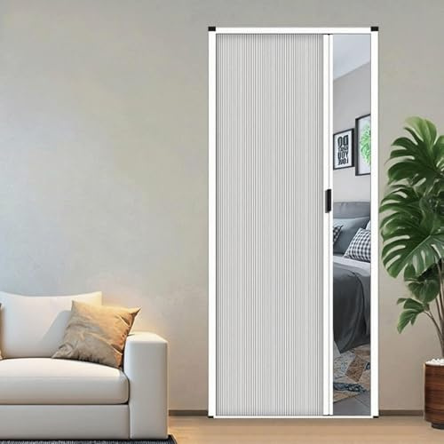 Falttür Ziehharmonika-Schiebetür for Türen, einziehbare Duschtür mit Griff und Zellgewebe, Falttür als Raumteiler for Schlafzimmer/Badezimmer/Küche/Büro/Wohnmobil(White,W30in/76cm-h78in/200cm)