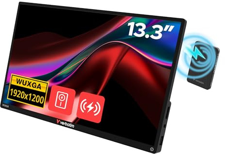 Verbatim PMT-13, Portable Touchscreen Monitor 13,3 aus Aluminium mit Powerbank 5000mAh, mobiler Full HD Bildschirm für Laptop, Tablet, Smartphone, PS5, Nintendo Switch mit USB-C sowie HDMI-Anschluss