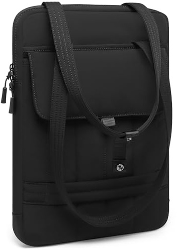 HYZUO 13,3-14 Pulgadas Bolso Funda Acolchada para Portátil, Negro | para 13-14 MacBook Pro/Air, 13 13,3 Dell/HP/Lenovo/Asus/Acer, Bolsos de Hombro Finos Mujer Bolso para Trabajo Diario