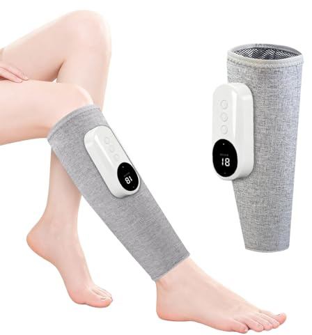 Beinmassagegerät mit Wärme,Luftkompression Wadenmassagegerät 3 Intensitäten 3 Modi Massagegerät Beine Kabelloses zur Muskelentspannung Blutzirkulation Lymphdrainage für Waden Oberschenkel Arm (1er)