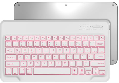 Occtingkind, Bluetooth Tastatur für iPad/Android-Tablets, Deutsches Layout QWERTZ, 12 Kabellose Magnetische Tastatur, Hintergrundbeleuchtung, Für iPad/Lenovo/Android-Tablet, Schwarz
