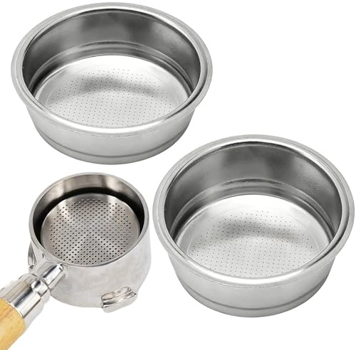 2 Stück 51mm Kaffeesieb Edelstahl, 1- und 2- Tassen Espresso Filterkorb Wiederverwendbar, Siebträgerfilterkorb Filterkorb Siebträger 51mm Sieb Kaffeefilterkorb Kompatibel mit Delonghi Espressomaschine
