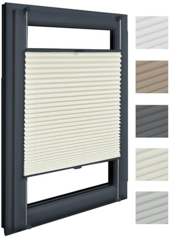 Home-Vision Premium Plissee Klemmfix Creme B50 x H200cm Profil Anthrazit | Ohne Bohren Sonnenschutz & Sichtschutz Faltrollo Easyfix Klemmträger für Fenster und Tür