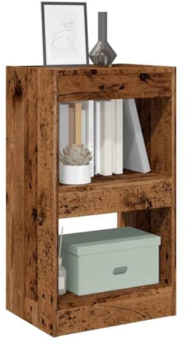 Kaloriko Bücherregal Raumteiler Altholz-Optik Holzwerkstoff 40x30x72 cm 2 Etagen Standregal Wohnzimmer Büro Schlafzimmer Aufbewahrung Stauraum