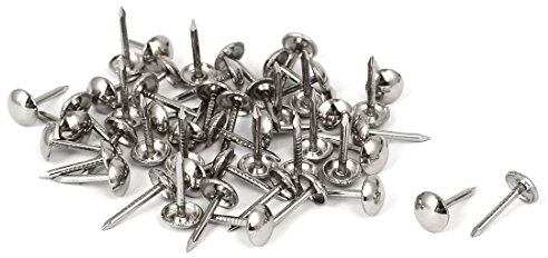sourcing map Clou Tapissier 7mm x 14mm Rond Tête Punaise Clou Argenté 50Pcs