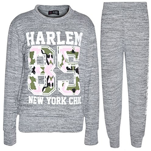 A2Z 4 Kids Kids Jogging Suit Girls HARLEM 85 Print Lounge Suit - Grey - 11-12 Years
