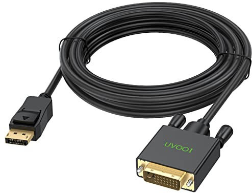 UVOOI 6 pies DP(DisplayPort) a DVI Cable DisplayPort Macho a DVI Macho Chapado en Oro Cable para Lenovo, DELL, HP, ASUS y Otra Marca