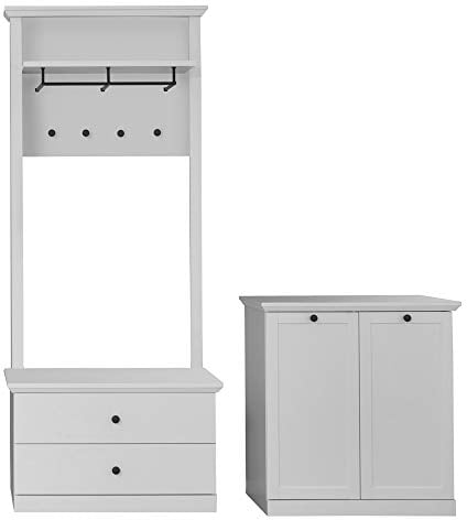 trendteam smart living - Baxter - Garderoben-Set (Sitzbank + Garderobenpaneel + Kommode) - Weiß - (BxHxT) 177 x 200 x 41 cm - Landhausstil - Kratzfest