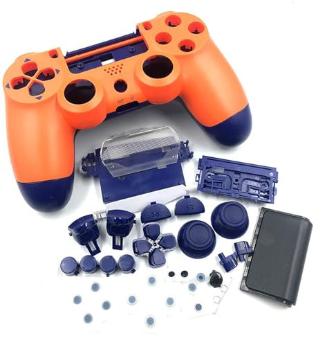 Custodia a guscio con pulsanti per PS4 Slim Pro per controller wireless Playstation 4 DualShock 4 Slim Pro 4.0 JDS-040 JDM-040 (arancione-blu)