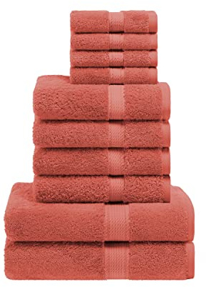 SUPERIOR Egyptian Cotton Ultra Plush & Absorbent, 10 Piece Set, Coral