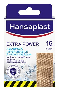 Hansaplast Cerotti EXTRA POWER, Cerotti impermeabili con elevato potere adesivo, Cerotti traspiranti, flessibili e resistenti, 1 confezione da 16 pezzi