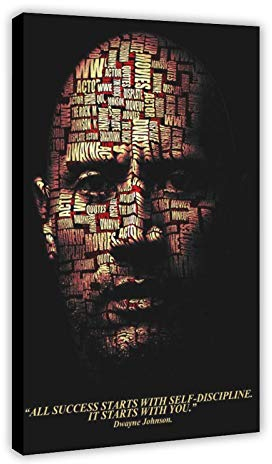 Dwayne Johnson Motivierendes Zitat Poster 9 Leinwand Wand Schlafzimmer Dekor Bild Sport Landschaft Büro Zimmer Dekor Geschenk Rahmen: 60 × 90 cm