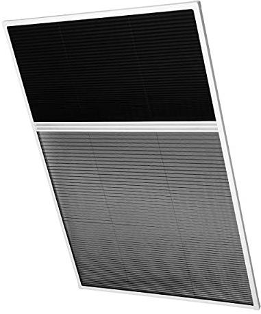 Ventanara® Insektenschutz Dachfensterplissee Fliegengitter Aluprofile Bausatz kürzbar (160 x 180 cm, Dachfensterplissee WEISS + Sonnenschutz)
