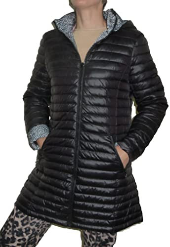 Fantasy Giacca Lunga 100gr. Leggero Mezze Stagioni Trapuntino Donna Taglia Comoda (Nero, 50 IT Donna)