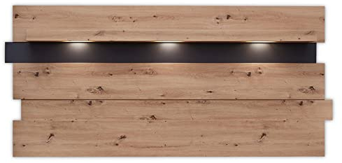 Stella Trading MEMPHIS Wandboard in Artisan Eiche Optik, Graphit - Vielseitig einsetzbares Wandregal mit LED-Beleuchtung - 202 x 93 x 26 cm (B/H/T)