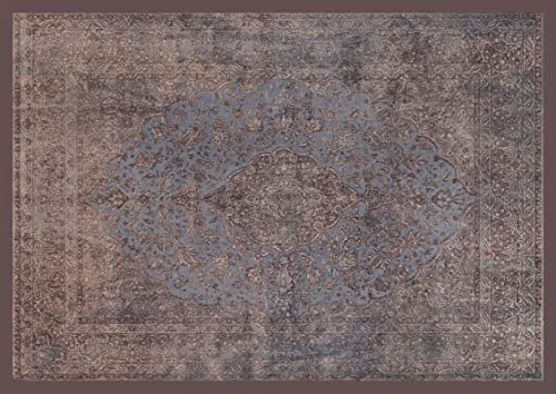 HomeLife Wohnzimmer Teppich und Teppiche Persisch/Orientalisch Vintage-Wascheffekt 110 x 154 cm | Kurzflor Wohnzimmerteppich mit Rutschfester Unterlage | Chenille Teppich 314mit Digitaldruck