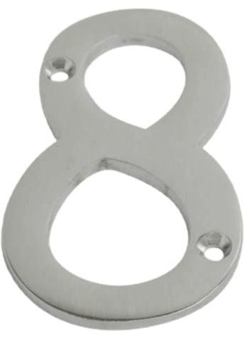 Satin Chrome Door Numbers Screw On 3 Inch Number 8 Door Number Elegant and Bold Door Numerals Suitable for All Door Types Including Wooden uPVC and Composite.