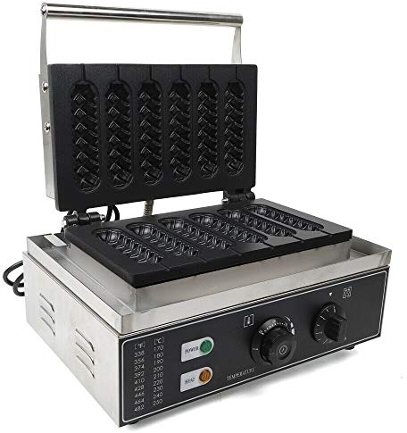 Waffeleisen Edelstahl Profi Waffeln Waffelgerät Kommerzielles Waffle Maker Am Stiel Waffelsticks Corn Dogs 1500W Anti-Haftbeschichtung + Timer
