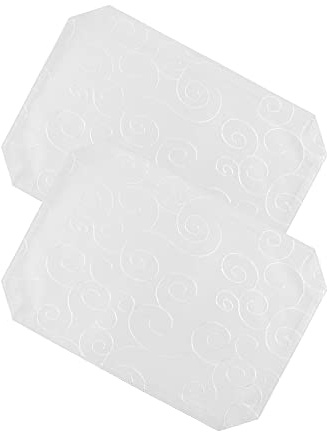 Haus und Deko 2er Platzset 35 x 50 cm Weiß Tischset Struktur Damast Circle, bügelfrei fleckenabweisend Platzdeckchen, abwaschbar abwischbar Untersetzer Tischsets