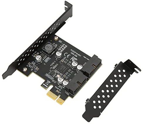 Dpofirs PCIe zu USB 3.2 Gen 1 Karte, PCIe zu USB 3.2 Gen 2 Adapterkarte 2 USB3.2 GEN1 19PIN PCI Express (PCIe) Erweiterungskarte USB Karte für Desktop PC Support Windows(19PIN Schwarzes Brett)