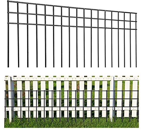81,3 x 25,4 cm Absperrzaun, kein Graben, 10 Stück, schwarzer Graben Schutzzaun mit 3,8 cm Spitzenabstand, Hunde/Kaninchen/Erdtierzaun, verzinkter Garten-Metallzaun