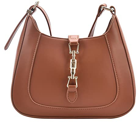 CARZA Damen-Handtasche, Crossbody, Schultertasche, Unterarmtasche, PU-Leder, Braun