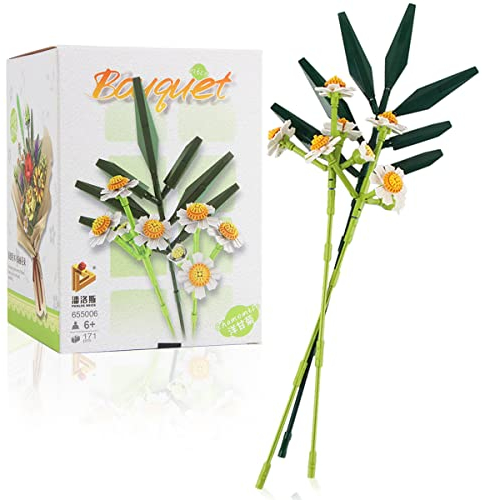 Darryy Blumenstrauß Baustein mit Exquisiten Verpackungsboxen, 171 PCS Blumen Bausteine Set, Blumenstrauß Baustein, Home Deko, Zimmerdeko, Geschenk für Frauen und Männer, Botanik-Kollektion