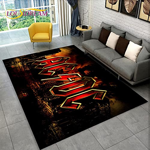 YZGAH ACDC Rock Band Bereich Teppich Groß, 100% Polypropylen, 80X120CM, Moderner Teppich für Wohnzimmer, Schlafzimmer, Flur