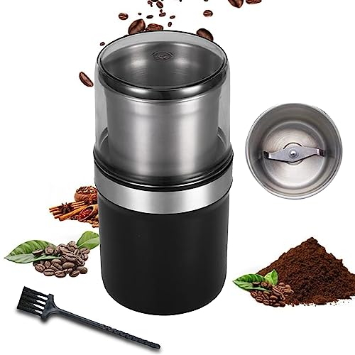 ZBYXPP Macinino da Cucina, macinino Perfetto per caffè, pressa Francese, Espresso e caffè Americano, macinino per spezie, Semi, Noci, Cereali ed Erbe aromatiche, Nero(Single)