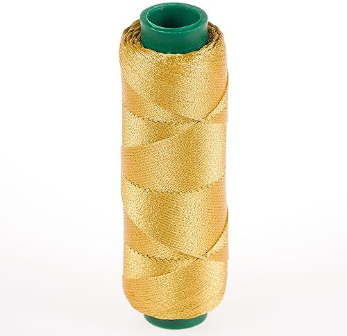 Shelver 1mm Gold String, Metallic Waxed Thread, Gold Twine, Cord for Jewellery Making, Decorating, Crafting, Leather Work - 100m (DARK GOLD)