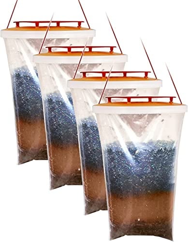 SHMIZZ Trappola per Mosche, 4 Pezzi Trappola per Antimosche Trappole Mosche da Appendere All'Aperto di Grande capacità Trappola Mosche Giardino per Cucin, Giardino, Casa