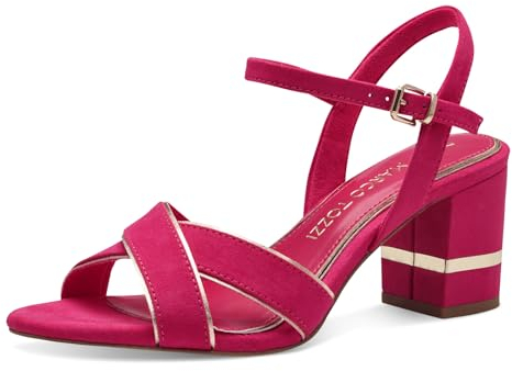 MARCO TOZZI Sandali Donna con Tacco con Cinturino Regolabile Vegani, Rosa (Pink Comb), 38 EU