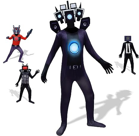 MLKIN Kameramann Titan Bodysuit für Jungen 7-8 Jahre Skibidi Toilette Halloween Skibidi Toilette Cosplay Horror Videospiel Overall Kostüm