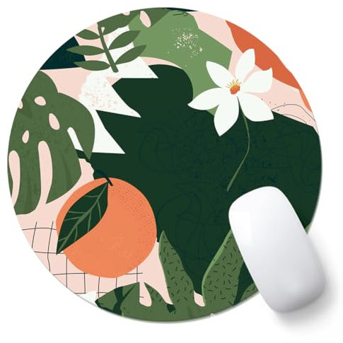 AOKSUNOVA Tapis de souris rond avec design - 20 cm - Petit - Orange
