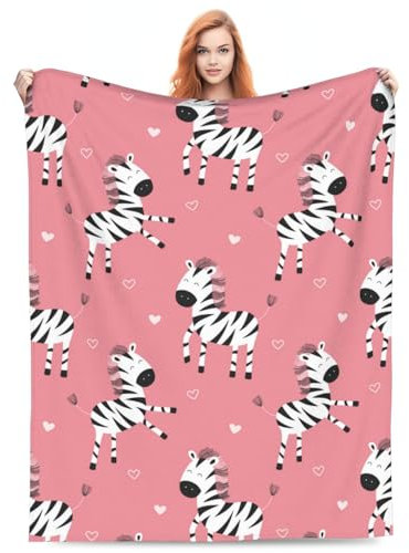 Turamurra Cute Zebra Blanket Gifts for Women Girls Soft Warm Lightweight Cozy Pink Zebra Throw Blankets for Bed Living Room Sofa Couch Decor 80x60in