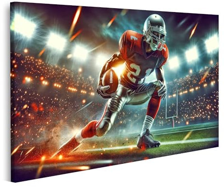 islandburner Bild auf Leinwand American Football Spieler im Einsatz – Energie und Leidenschaft im Spiel Bilder Wandbild Poster