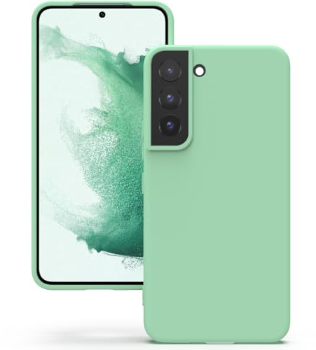 YATWIN Silicone Case for Samsung Galaxy S22, Soft-Touch, Shockproof, Slim, Durable Phone Cover - Light Cyan