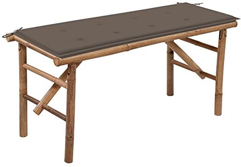 Homgoday Balkonbank, Gartenbank klappbar mit Kissen 118 cm aus Bambus, Bank für Balkon, Gartenbank, robuste Gartenbank für Terrasse Enterno Model3063857