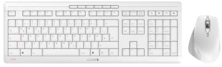 CHERRY STREAM DESKTOP COMFORT, Kabelloses Tastatur-Maus-Set, Deutsches Layout (QWERTZ), 2,4 GHz Funk, Leise Tasten, Ergonomische Rechtshändermaus, Weiß-Grau