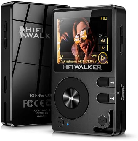 HIFI WALKER Lettore MP3 H2 da 128 GB con Bluetooth5.2, lettore DSD DAC Hi-Res FLAC senza perdite, lettore audio digitale portatile con raggio da 128 GB, memoria espandibile fino a 256 GB