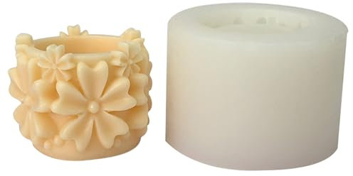 Décoration de jardin - Moule en silicone - Pot de fleurs - Cinq pétales de fleurs - Bougeoir