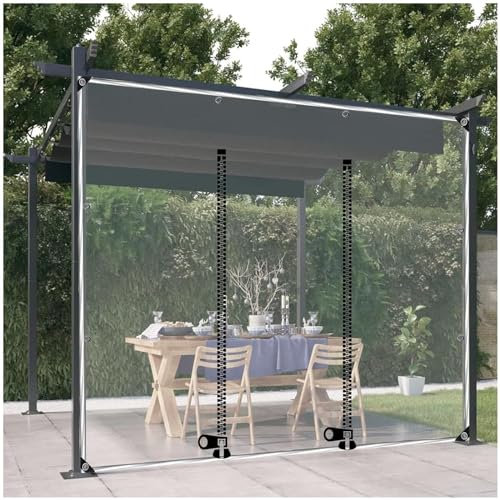 Pannelli laterali in PVC trasparente per esterni, per gazebo, pergola, posto auto coperto, tende impermeabili con occhielli, 5,5 x 2,8 m